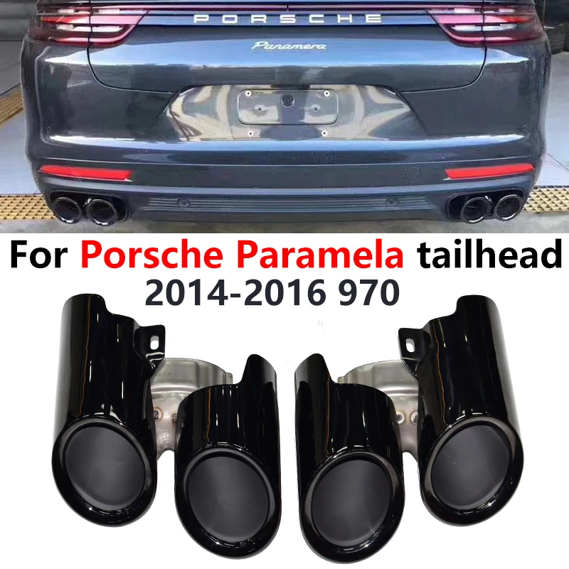 For 2014 to 2016 Porsche Paramela 970 Rectangular Exhaust Upgrade GTS Quad Out Black Muffler Tip