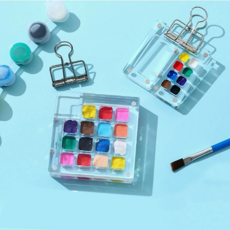 Mini Watercolor Acrylic Paint Acrylic Box Portable Handbook Sketching Travel Painting Sketchbook Palette Small Drawing Board image 2