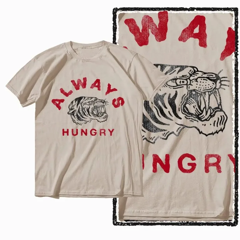 2026 New Wild Tiger Theme Print Distressed T-Shirt Unique Short Sleeve Trendy Outfit Multiple Styles Available for Casual Wear
