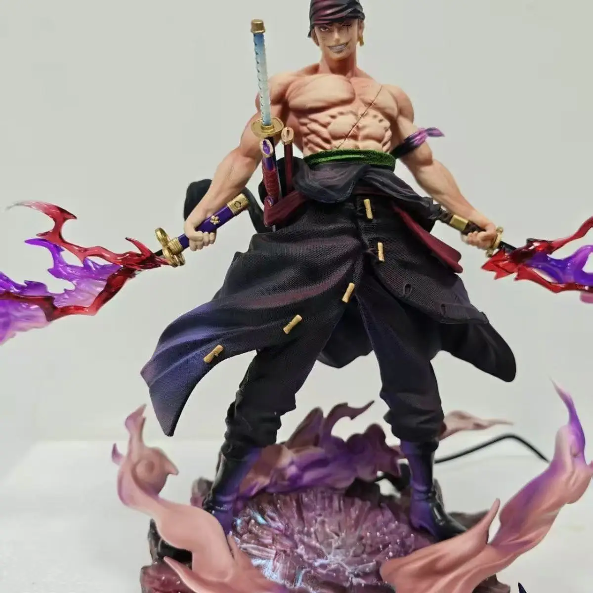 28cm/11.02inch One Piece Zoro Figure Led Base Replace Heads Roronoa Zoro Pvc Action Figures Collection Model Toys Gifts view 4