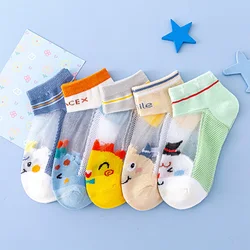 5 pairs of thin socks for boys and girls, summer new ultra-thin cassette socks, cute cartoon, soft and breathable