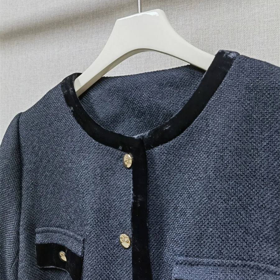 【هدية مجانية】 طقم سترة تويد فرنسية أنيقة بحزام واحد الصدر وسروال واسع الساق موضة خريف وشتاء 2025