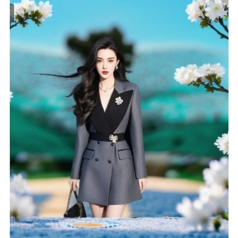 ربيع جديد هالة مليئة بالنمط الأجنبي تنورة البدلة الخفيفة الفاخرة المألوف الرائعة النبيلة الفرنسية رقيقة شيك فستان ركاب الاتجاه #4