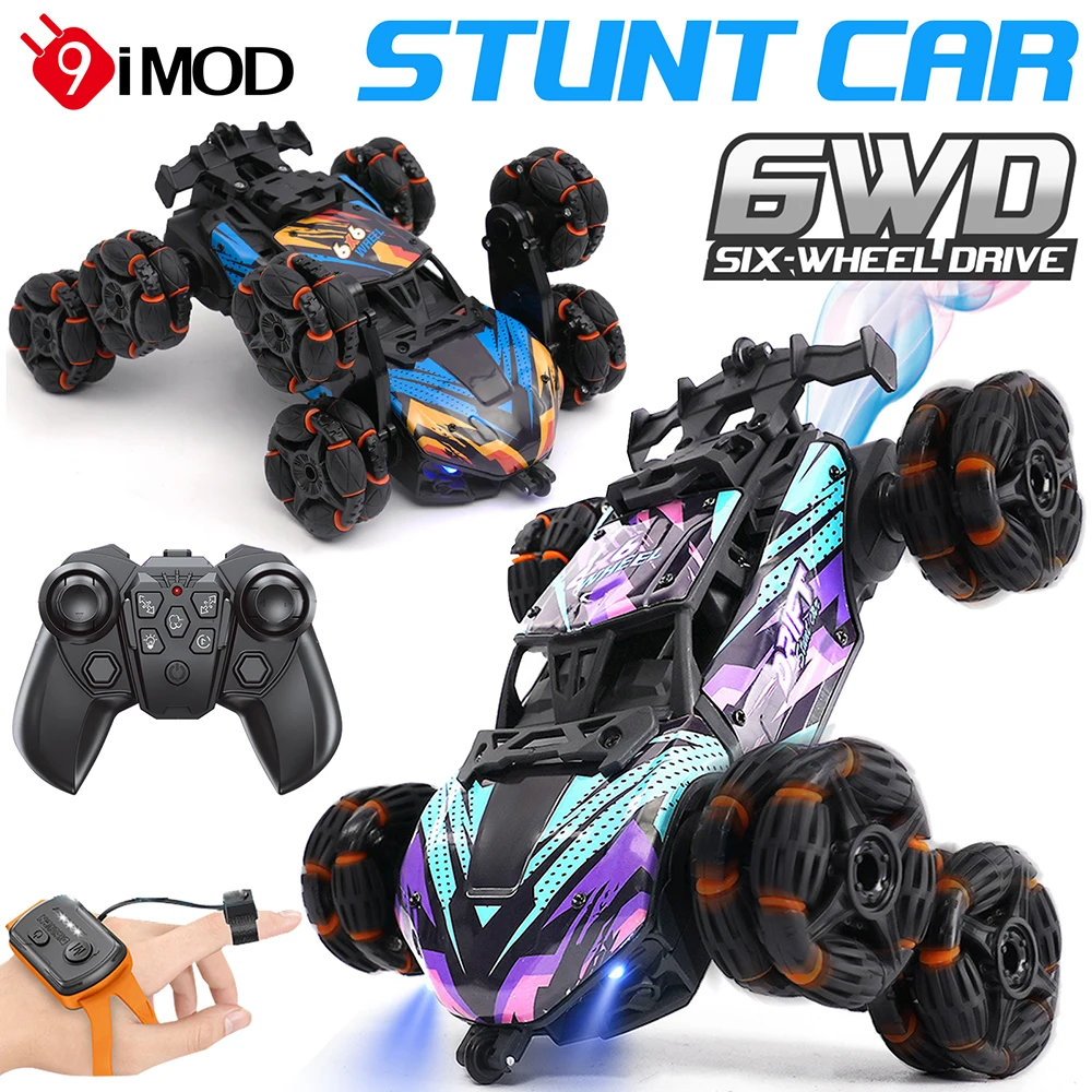 

9IMOD RC Car 6 Wheel Drive Stunt Spray Car Swing Arm Spray Hand Controlled Drift Deformation Stunt Car with Watch Dual Control