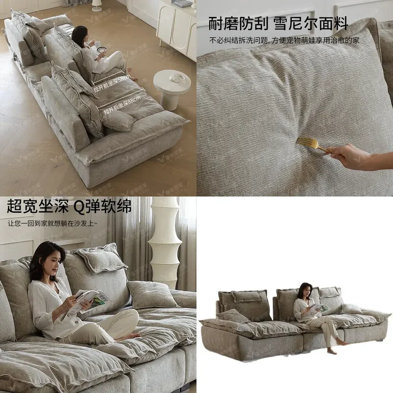 for Auckland Sailing Sofa Chenier Italian Living Room Down Super Deep Sitting Wide Movable Backrest Fabric