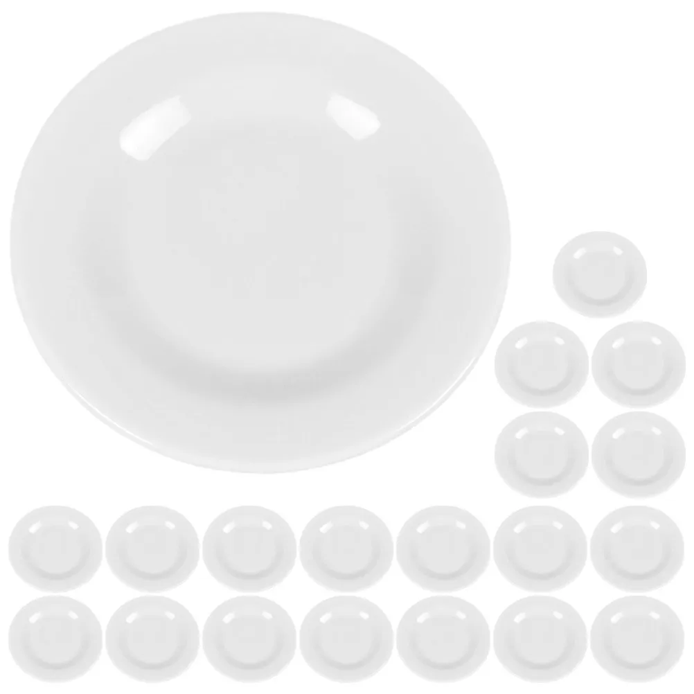 

20Pcs Miniature White Dinner Plates for Dollhouse Kitchen Decor Realistic Tiny Tableware Set Fine Crafted Reusable Plastic Mini