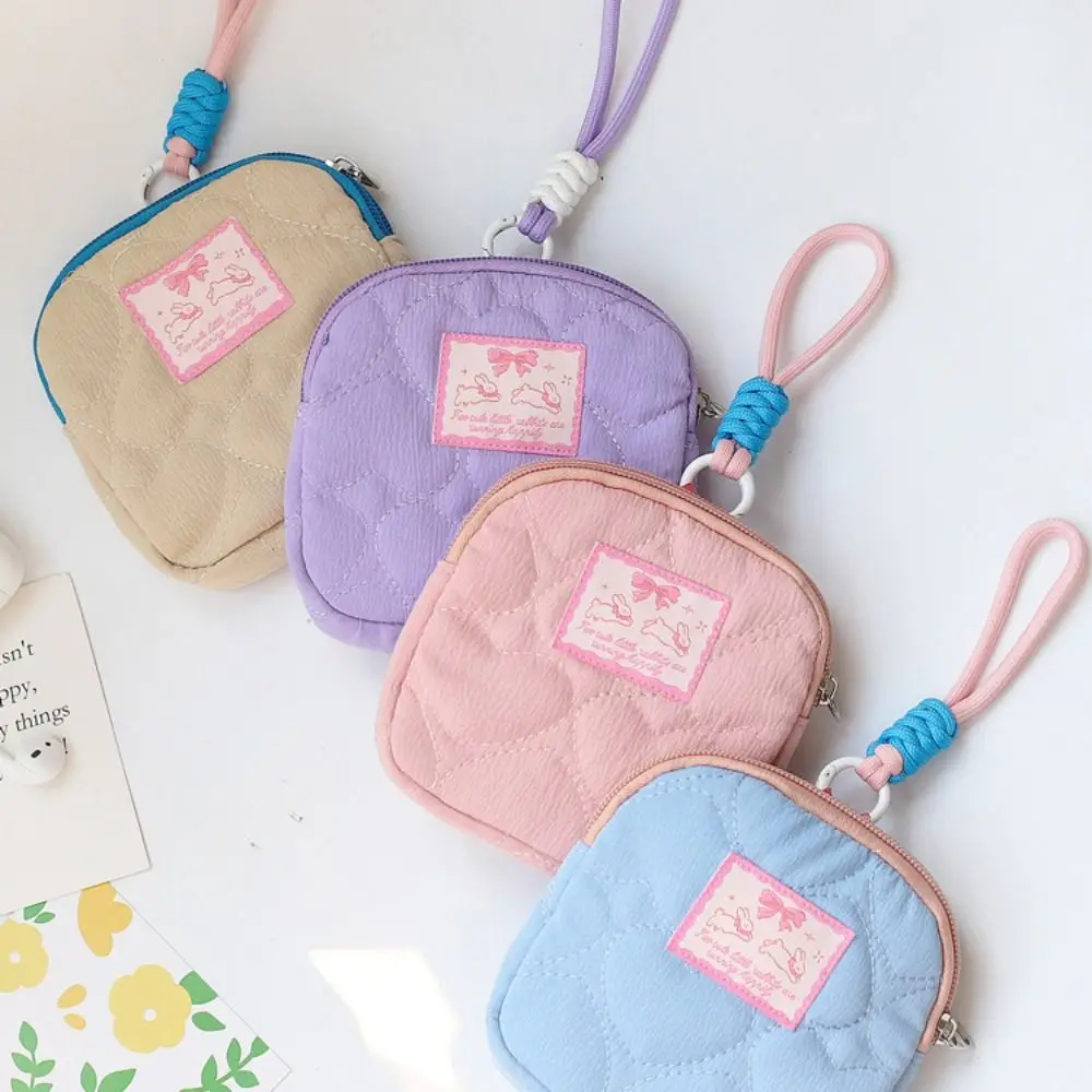 

Cute Lanyard Fresh Rabbit Coin Purse Small Wallet Love Small Wrist Bag Sanitary Napkin Storage Bag Zipper Cosmetic Bag Women