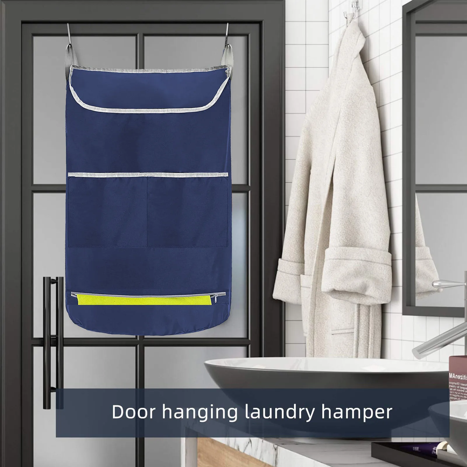 

Dirty Clothes Hang Bag Large Capacity Expandable Multi-Pocket Laundry Hamper Large Opening Bathroom Clothes Storage Bag