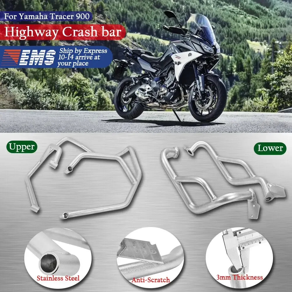 

Upper & Lower Motorcycle Crash Bar Engine Guard Frame Protector for Yamaha MT09 For Tracer 900 2013-2017 2016 2015 Accessories