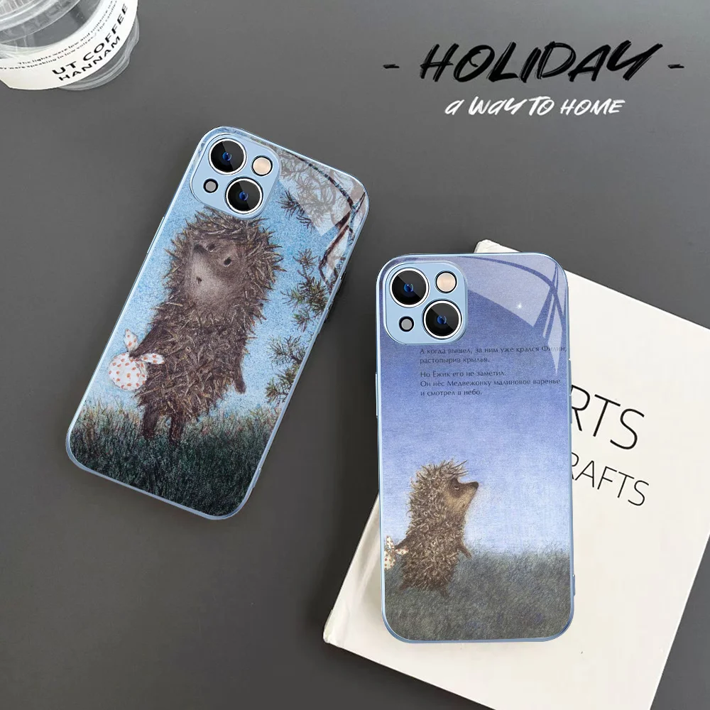 Bright Hedgehog In The Fog Phone Case For IPhone 14 13 12 Mini 11 Pro XS Max X XR 14 Plus Tempered Glass Cover