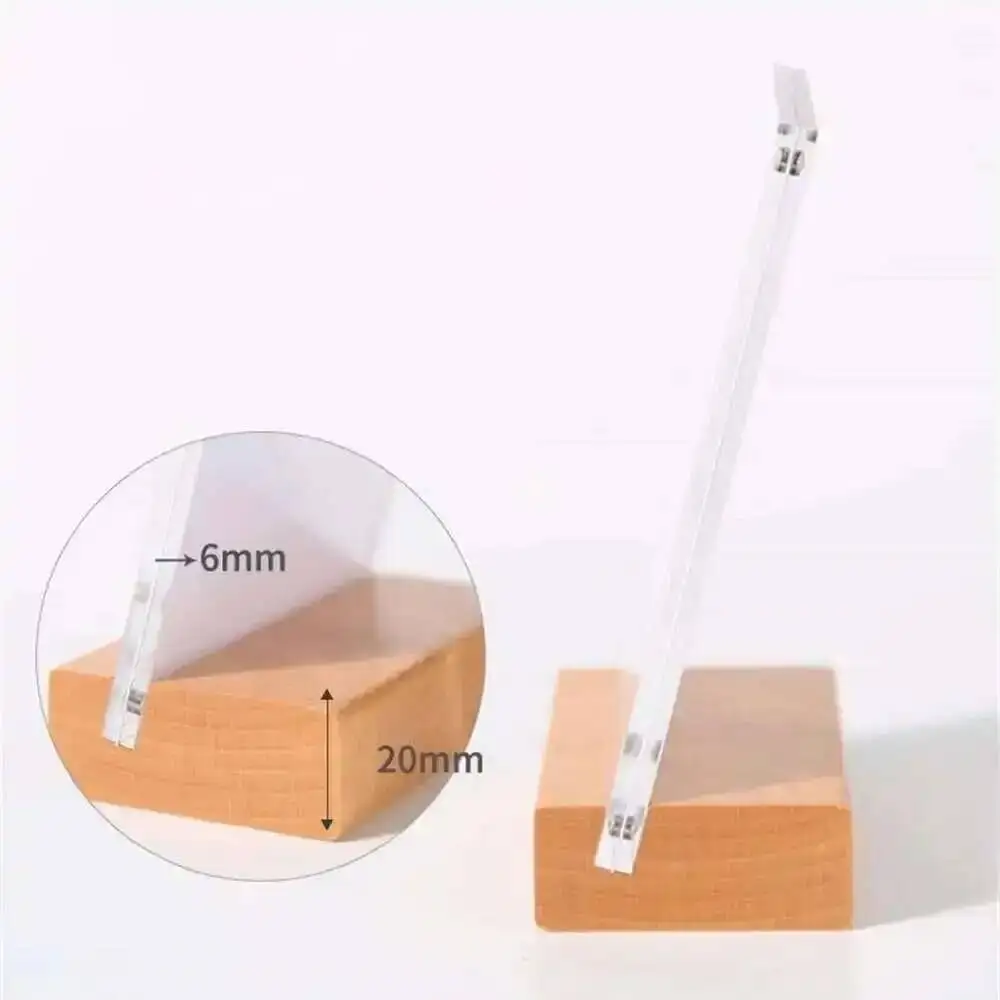 7x10cm Acrylic Frame Wood Desk Sign Stand Rack Name Card Holder Merchandise Picture Price Tag Display Stand Wooden Photo Frame