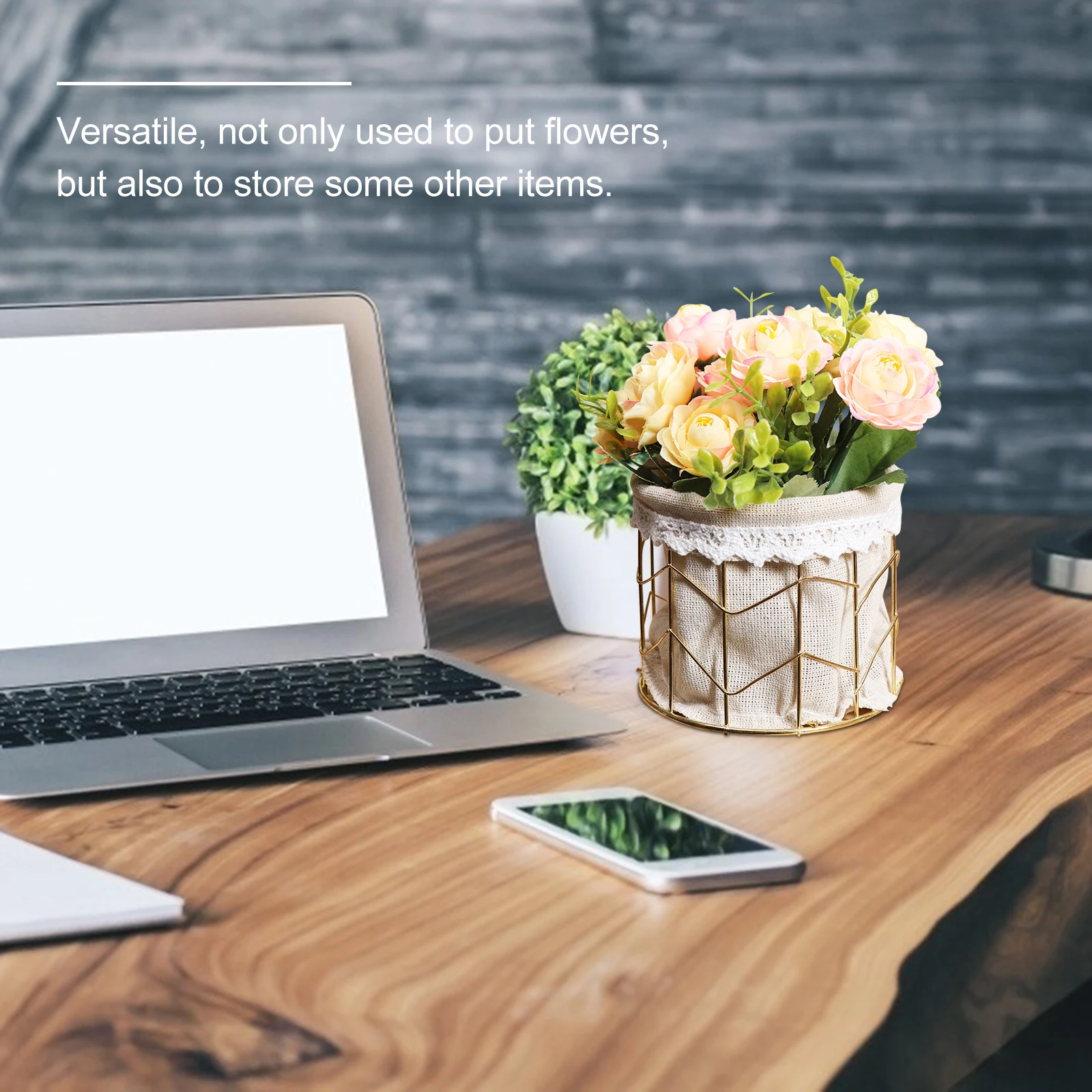 

1pc Pen Holder Flower Arrangement Basket Storage Household Decorative Accessories Portable Ceremony Party Gift Idea Fine Texture