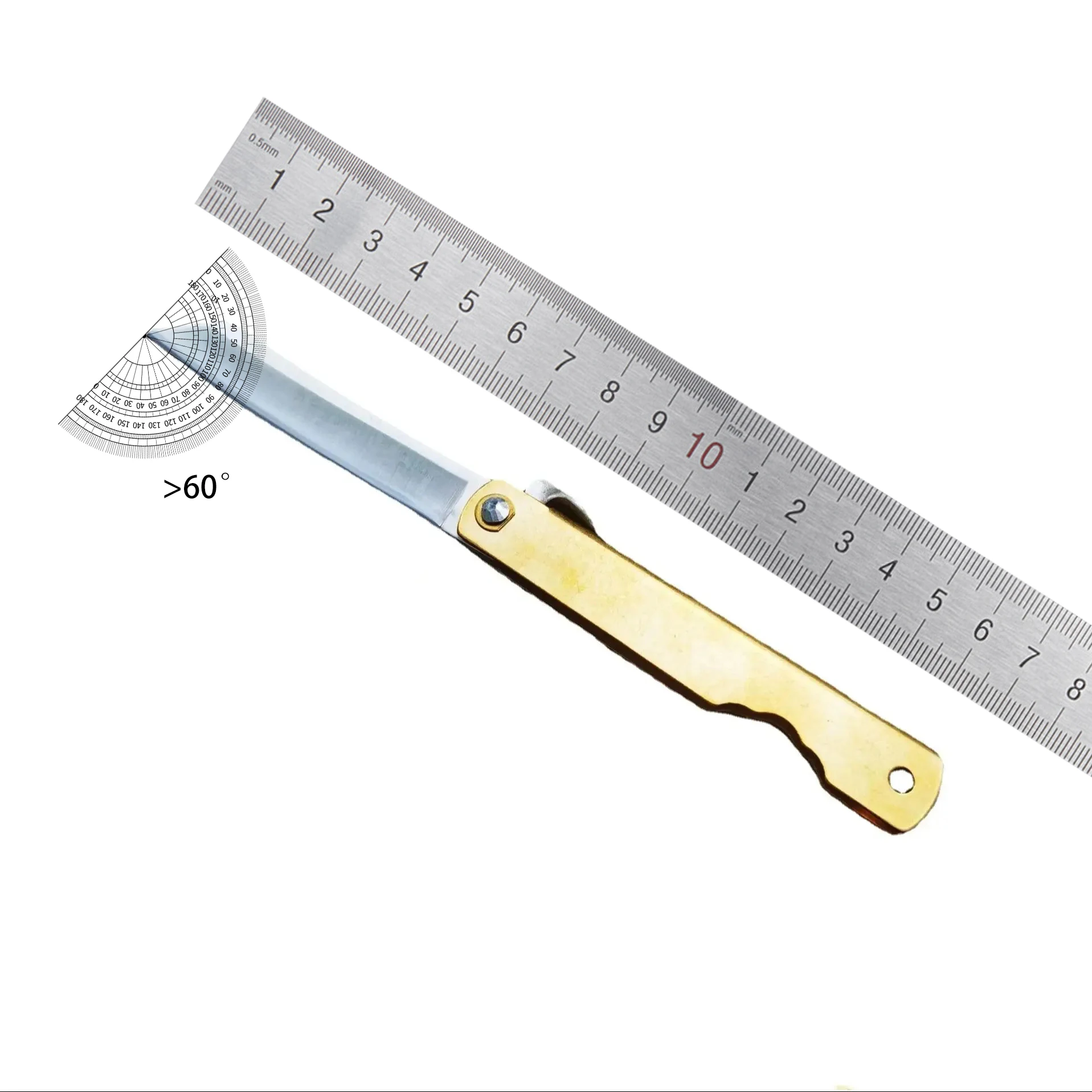 Portable Fishing Outdoor Tools Damascus Mini Self Defense Tactical Copper Handle Manual Folding Knife image 2