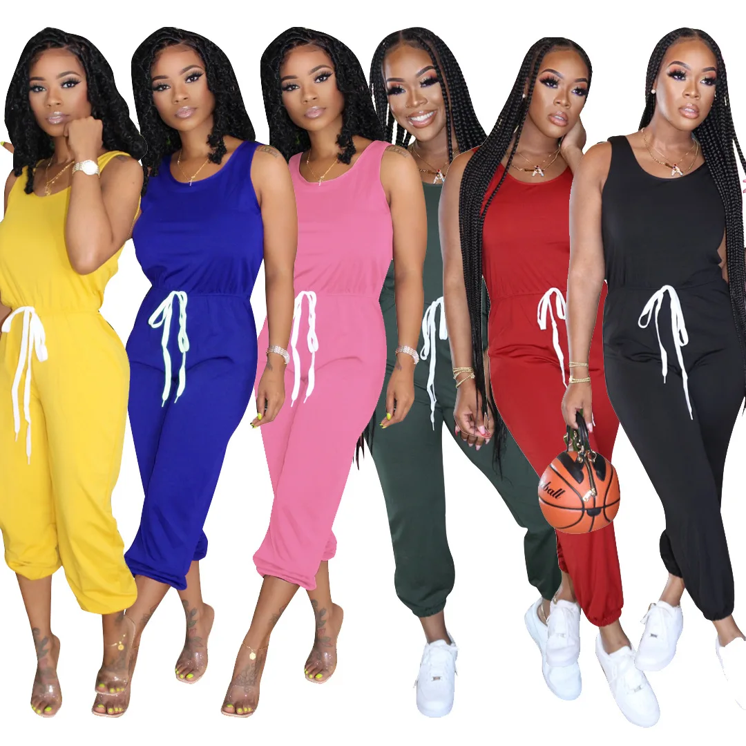 

Сексуальный женский спортивный комбинезон без рукавов с круглым вырезом, однотонный, модный тренд 2026 года, новинка весны и лета