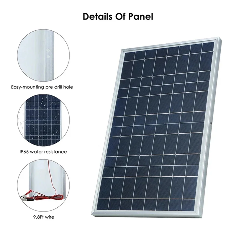 N35R-12V Kit de panel solar Generador de células solares recargable portátil para exteriores completo de 30W de potencia para el hogar