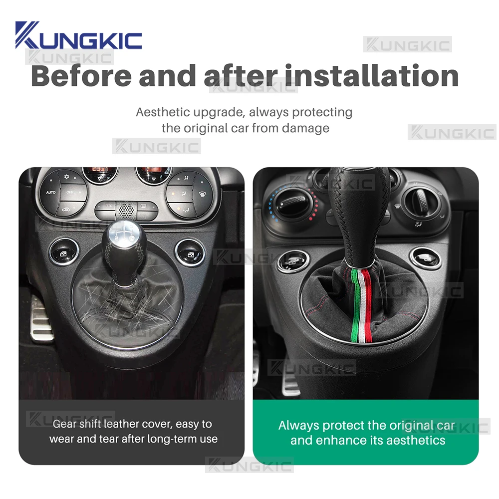 

For Abarth 595 695 2016 2017 2018 2019 2020 2021 2022 2023 2024 Fiat 500 2011-2024 Manual Shifter Suede Gear Shift Boot Cover