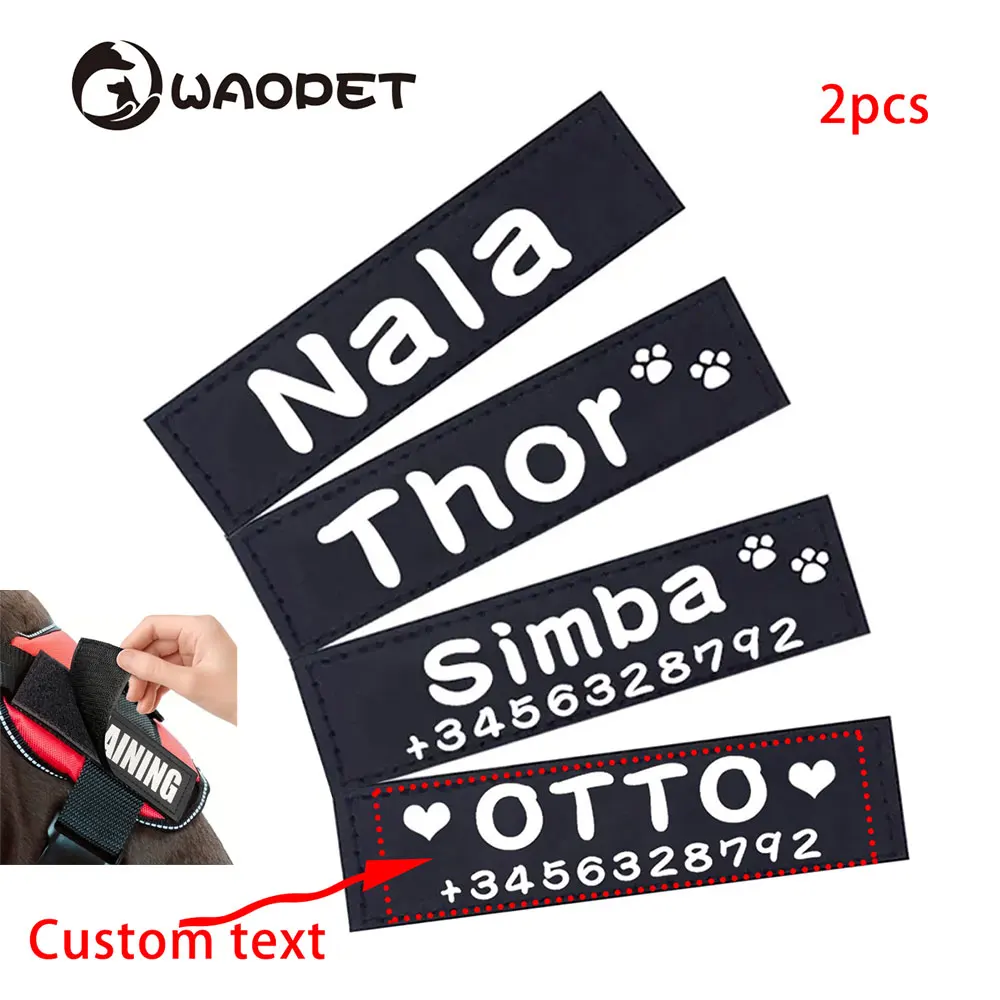 

Custom Dog ID Tags For Harness Pet Name Anti-lost number Clothes Patches Dog Paw Print LOGO Personality Labels