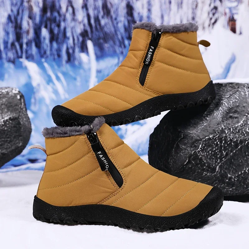 

Warm Plush Men's Snow Boots High Top Men's Boots Non-Slip Outdoor Winter Waterproof Men's Ankle Boots Sneakers Big Size 46