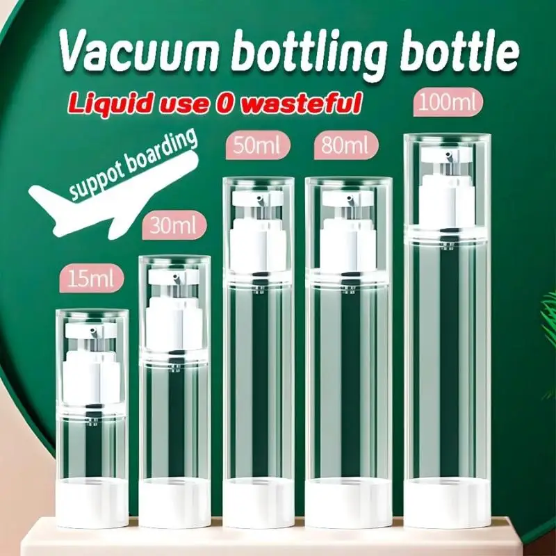 Reisegröße Lotion-Pumpflasche Lebensmittelechter Klarer Kunststoff Vakuumspraybehälter 15/30ml Auslaufsicher für Hautpflege Tragbar – Detail 1