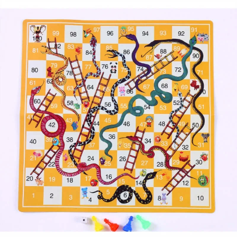 Snake Ladder Educational Kids Children Toys Interesting Board Game Set Portable Flying Chess Board Family Board Game