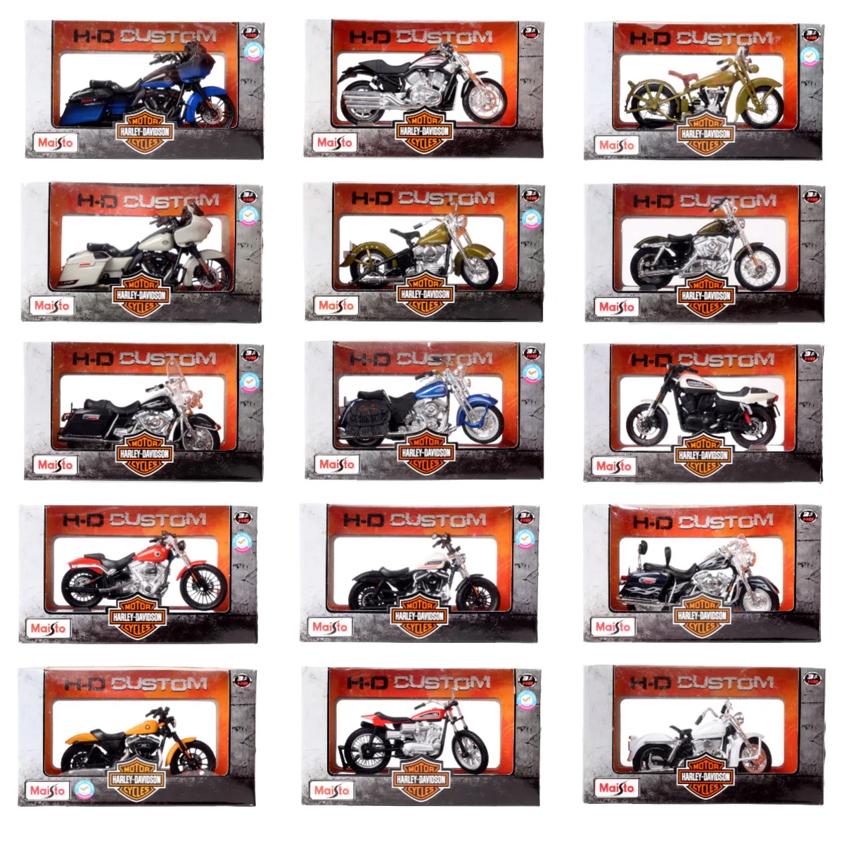 1/18 Maisto Harley FLHR Road King Motorcycle K Model XR750 Breakout DYNA Street Bob CVO Road Glide VRSCR Rod XR1200X Bike Toys