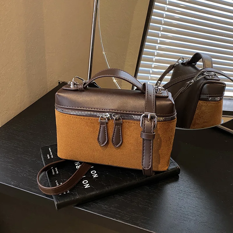 

Suede Shoulder Bag, Vintage Top Handle Purse for Women, Niche Autumn Crossbody, Minimalist Day to Night Tote, Textured Sling Bag