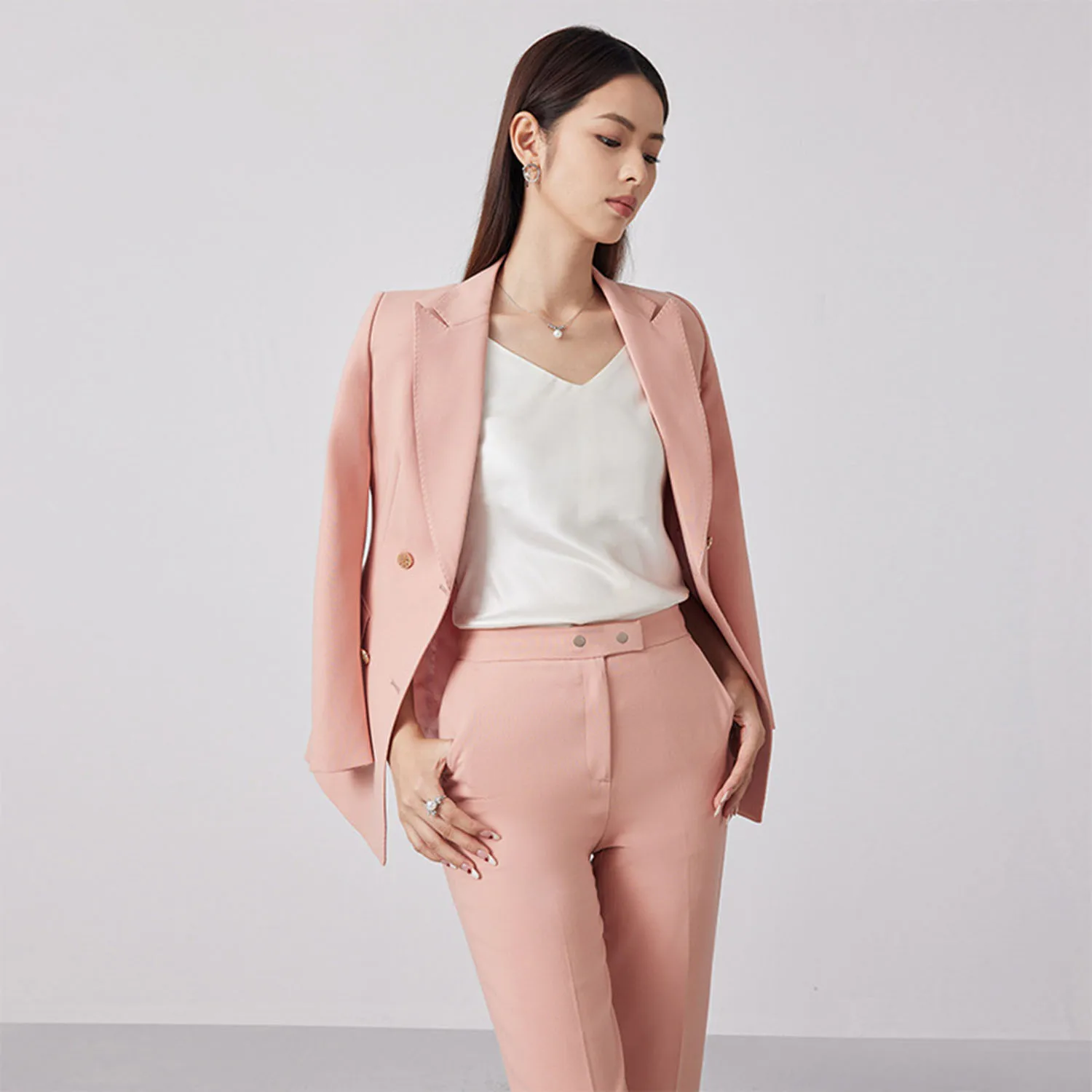 Allingentle damespak 2-delige set pak elegante broekpak set voor feest kantoor werkoutfits aanpassen