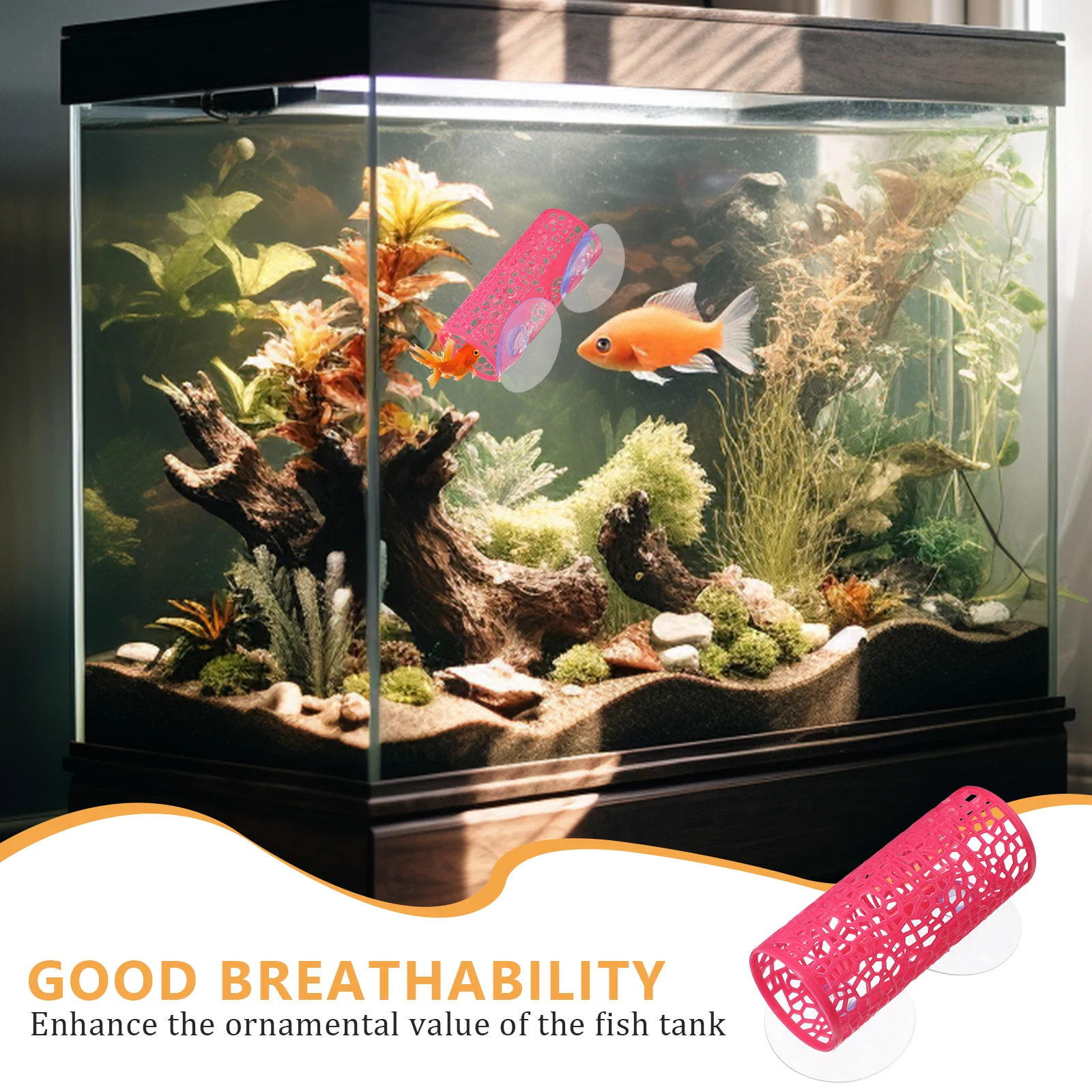 

Fish Tank Hollow Tunnel Aquarium Cave Decor For Betta Fish Safe Smooth Edges Plastic Aquatic Ornament Reusable Underwater