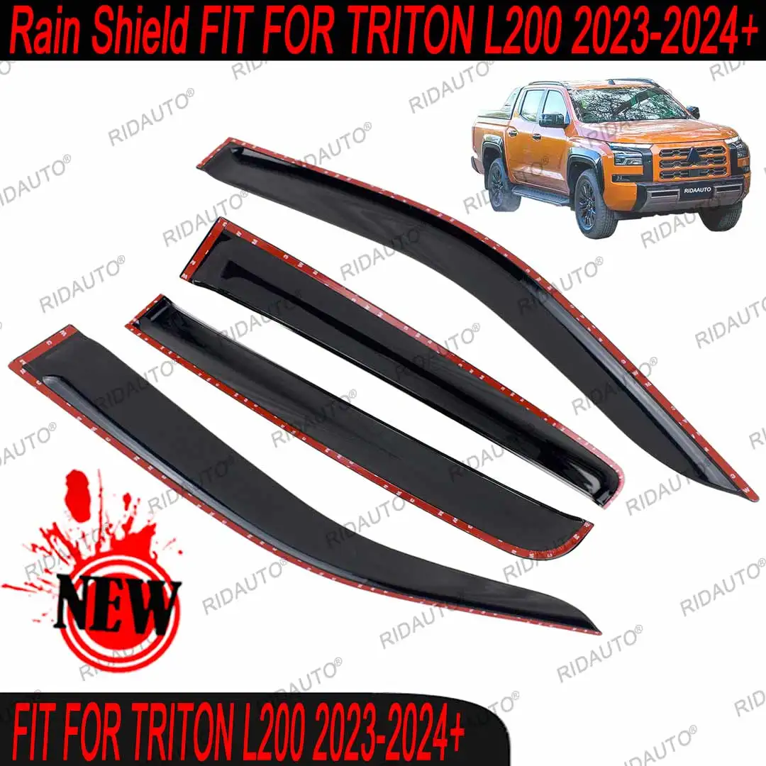 블랙 자동차 레인 사이드 문짝 바이저 윈도우 바이저 디플렉터 레인 가드, MISUBISHI TRITON 2023 2024 액세서리, 더블 캡 트럭