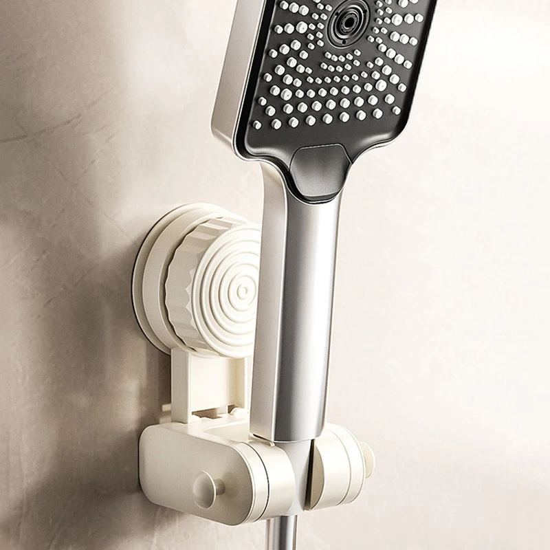 Suction Cup Shower Head Holder Relocatable Adjustable Handheld Sprayer Support Wall Mounted With Hooks Sprayer Fixed Base