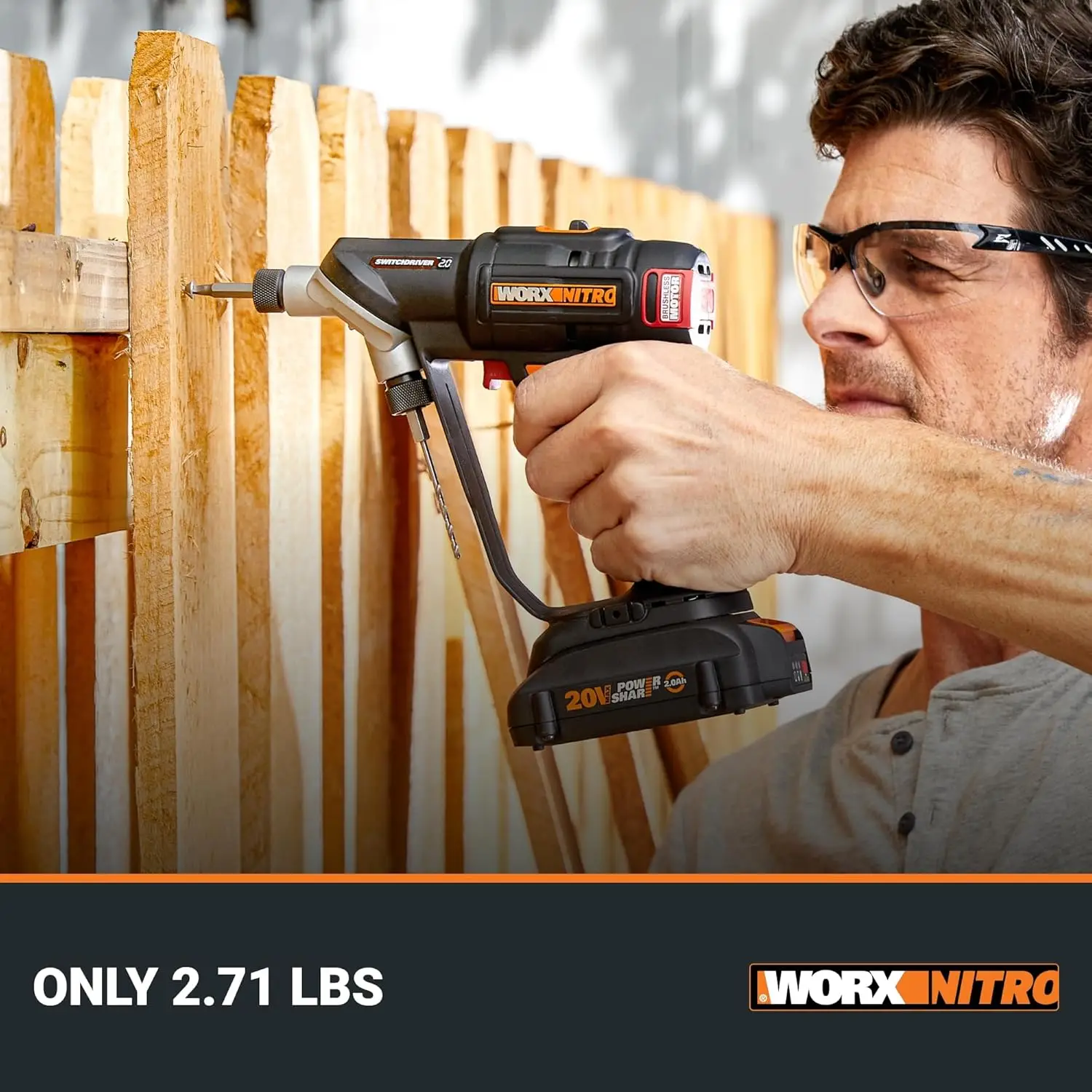 20V SwitchDriver 2.0 with 85 pc Accessory Kit, 2-in-1 Brushless Cordless Drill Driver, Drill Set Rotatable Dual 1/4" Chucks