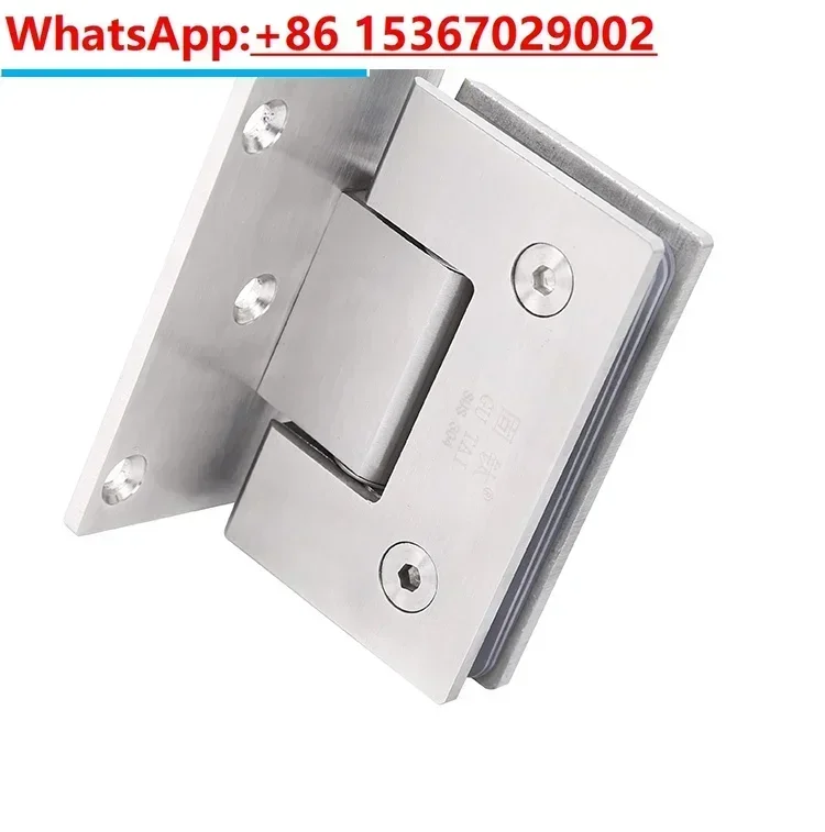 Glass Door Bathrooms Stainless Steel 304 Wall Mount Glass Fixing Clip Shower Nickel Brush Door Hinge  (90 Degrees is open)