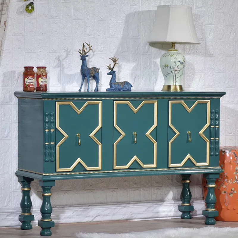 

American light luxury door cabinet small apartment living room solid wood locker European simple classical gold-painted