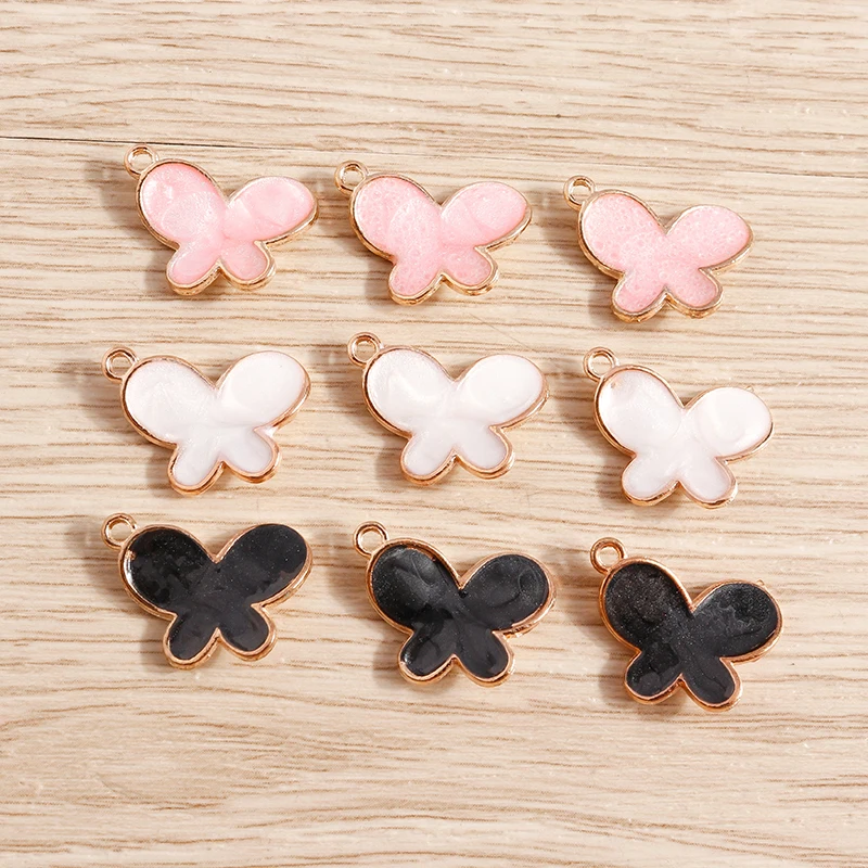 Tusember 20 Stück niedliche Insekten-Cartoon-Emaille-Mini-Schmetterlingsanhänger für DIY-Ohrringe, Armbänder, Schmuckherstellung und Zubehör – Detail 1