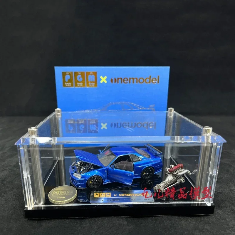 Edición limitada 1:43 Nissan GTR R34 Z-TUNE modelo de simulación fundida a presión de aleación de motor azul, decoración para adultos, juguete para niños, regalo para niños