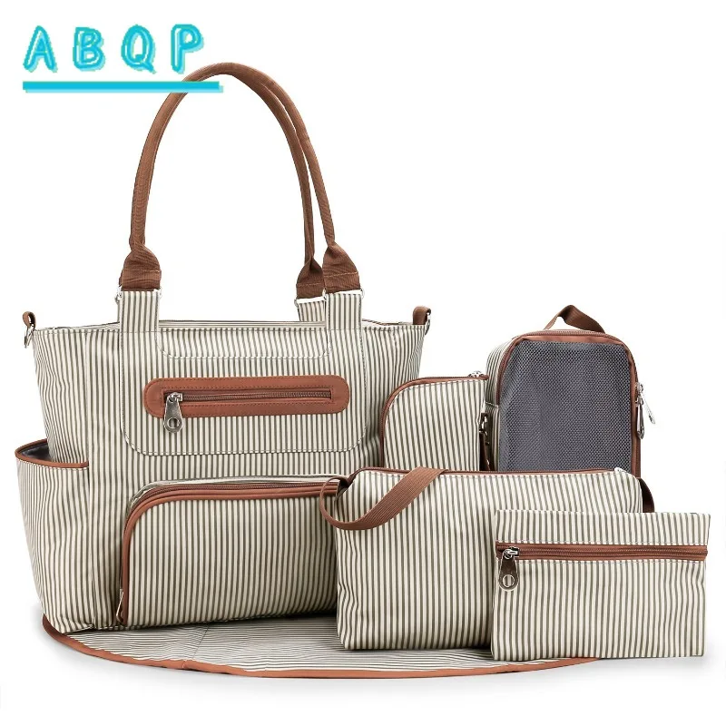 baby-bag-multifunctional-7-piece-set-baby-diaper-bag-large-capacity-fashionable-outing-baby-products-storage-bag-large-capacity