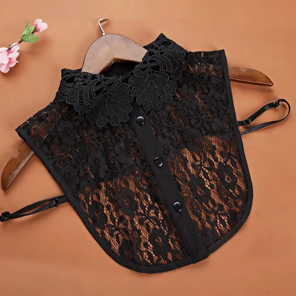 

New Fashion Detachable Fake Collar Lace White Black Neckline Adjustable Shawl Wrap Women Girls