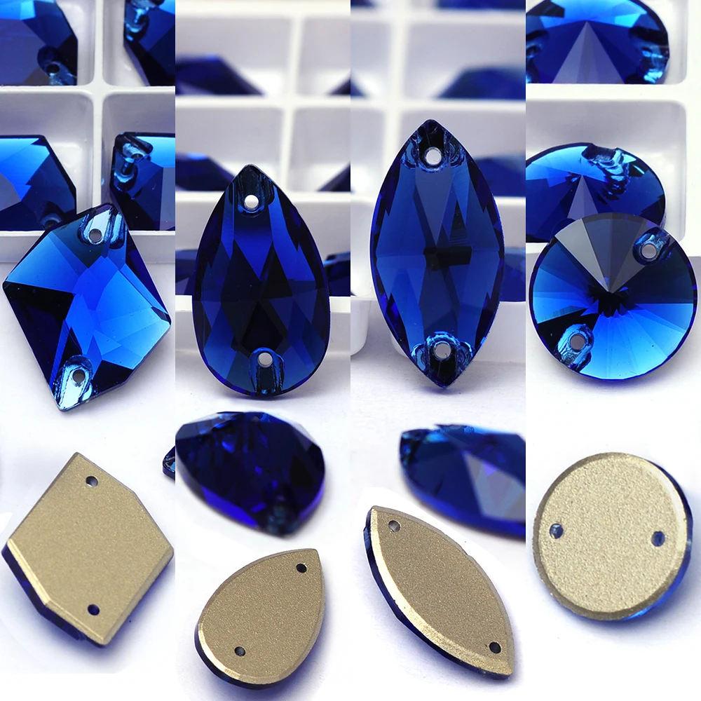 

PUBRILEX Sapphire Crystal Shapes Flatback Strass Sew-on Rhinestones Glass Sewing Stones for Dresses Garments Clothes And Bags