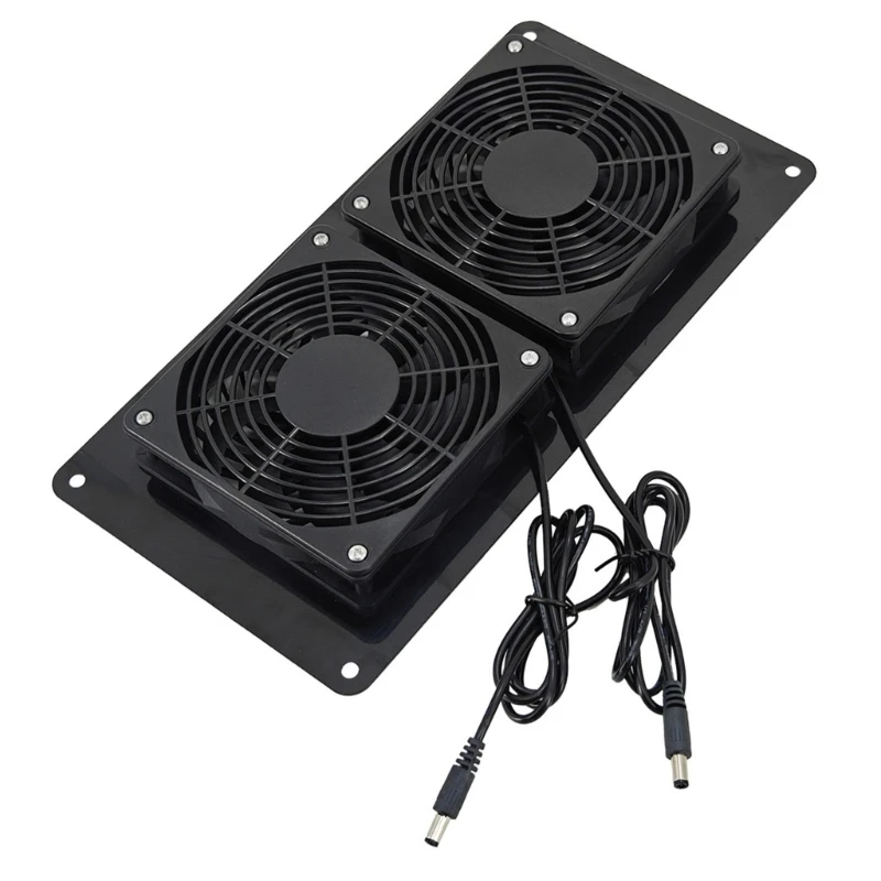 

DC12V Double Fan Power Exhaust Fan Ventilation Cooling Fan Set For Pet Houses and Shelters Solar Panel Air Extractor