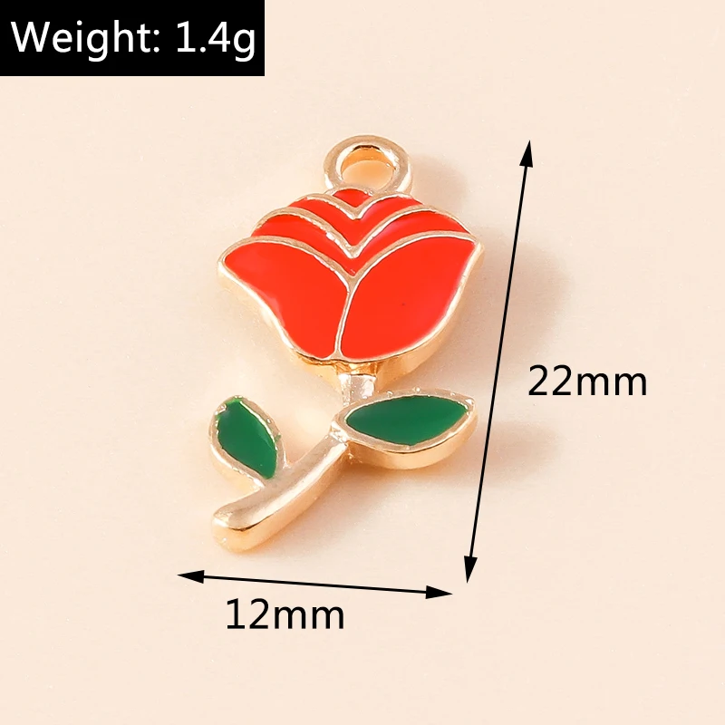Leslie 10 Stück neue romantische Emaille rotes Herz Charms Valentinstag Schmuck Kuss Mund Herz Rose Anhänger für DIY Schmuckherstellung – Detail 18
