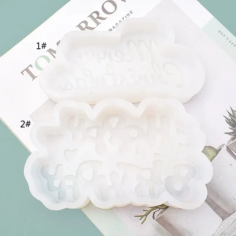 3d english letters christmas merry candle silicone mold diy christmas tree candles gypsum chocolate birthday cake baking molds view 4