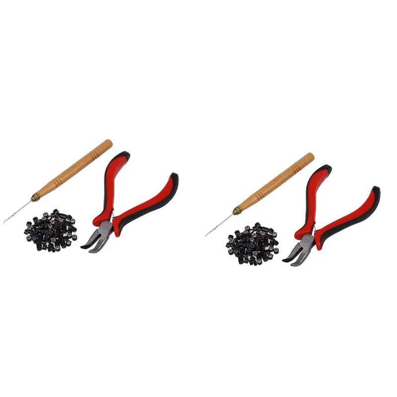 مجموعة أدوات ربط ذو طيات وصلات الشعر B43C 2X + خرز مايكرو لينك