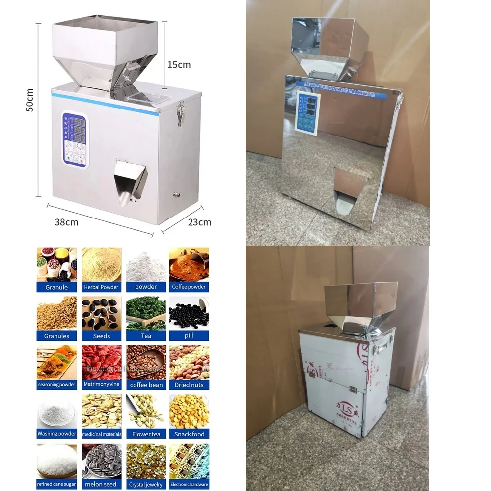 

Commercial Automatic Desktop Filling and Weighing Machine for Nut Grain Salt Sugar Coffee Powder Hardware Small Bag Multi