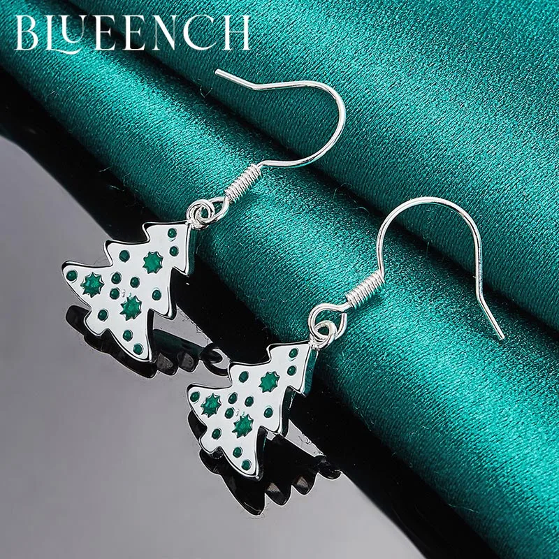 

Blueench 925 Sterling Silver Christmas Tree Earrings for Women Wedding New Year Birthday Fashion Cute Jewelry