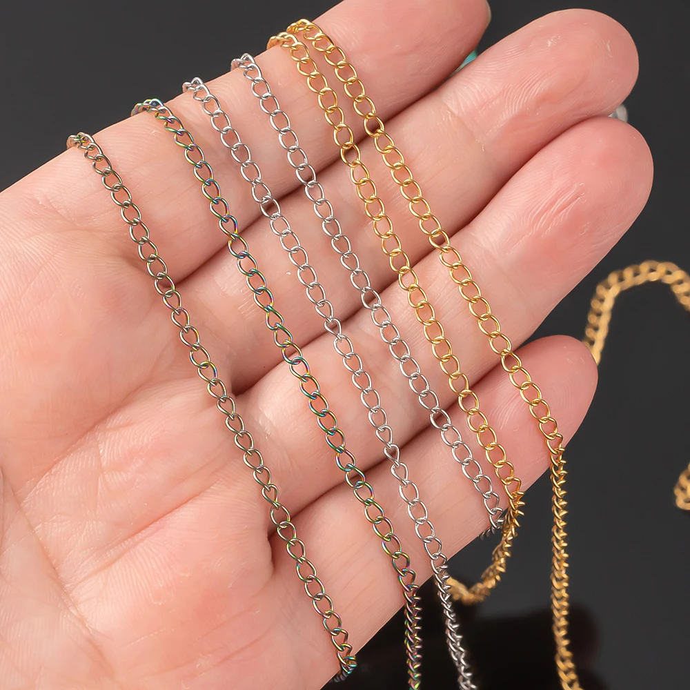 2/10Meters Stainless Steel Necklace Chain For DIY Handmade Bracelets Anklet Jewelry Making Supplies Findings Accessories Crafts