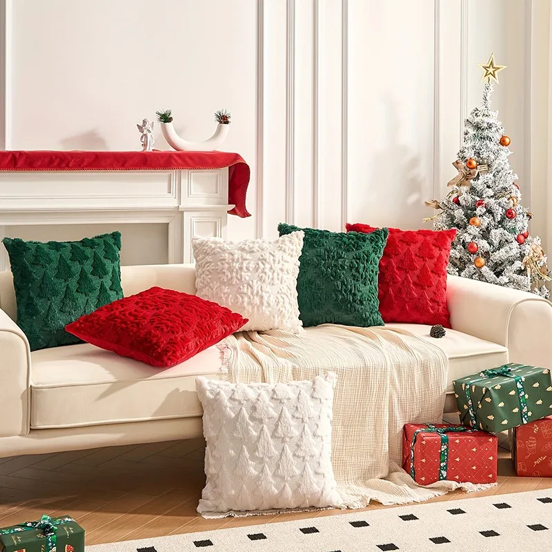 Christmas Decorative Cushion Cover Plush Pillow Case Winter Warm Fluffy Sleeping Pillowcase Home Cushion Pillow Cover 45*45cm