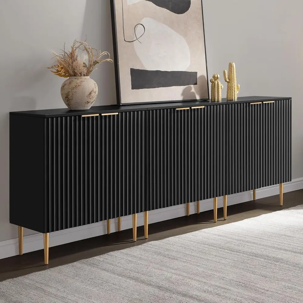 

Adjustable Shelf Buffet Storage Cabinet for Coffee Bar, Kitchen, Entryway, and Living Room in Black
