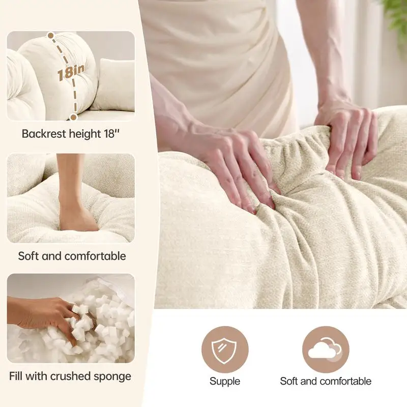 Modulare L-förmige Sofagarnitur mit Ottomane, weichem Chenille-Stoff, ergonomisches Design, getufteter Rückenlehne, hochwertiges Holz