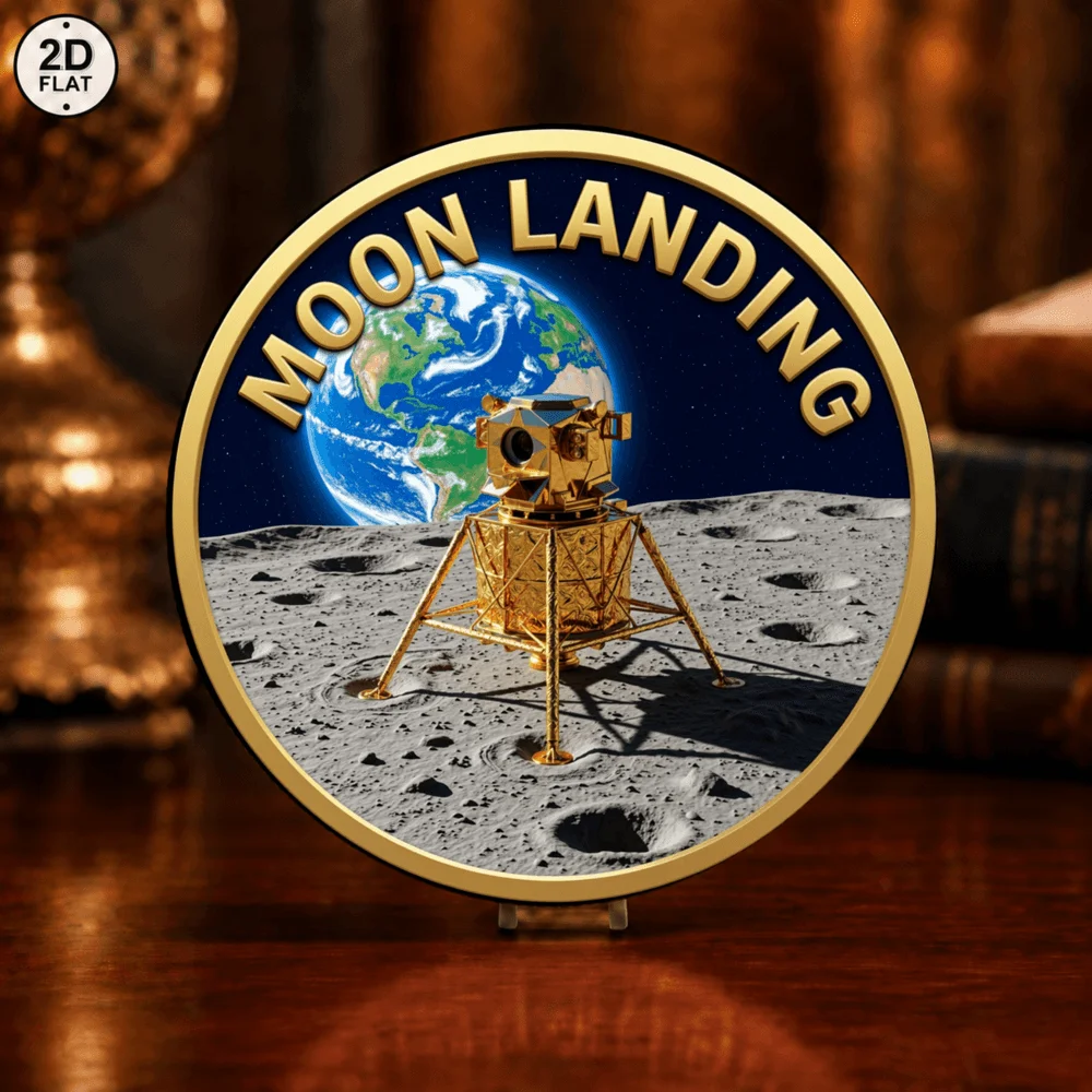 1pc Outer Space Exploration Commemorative Coin Space Voyage & Moon Landing Challenge Coin Universe Collectible Souvenir Gift