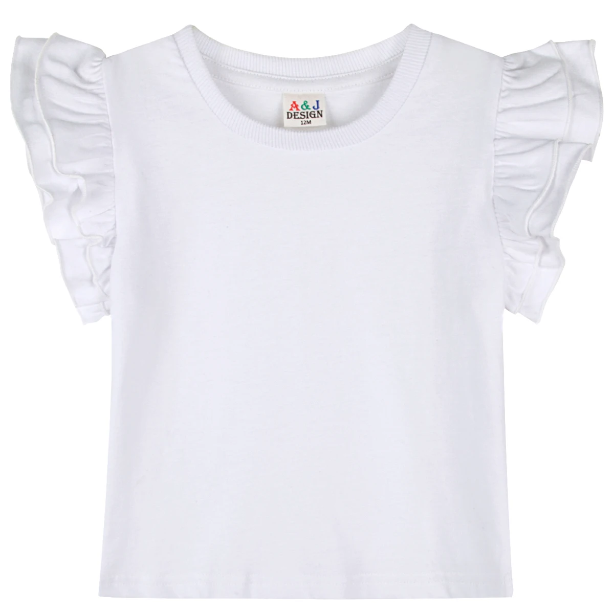 Kids White T Shirt Toddler Girl Pink Cute Ruffle Tops Baby Black DIY Solid Tee Red Green Halloween Christmas Short Sleeved